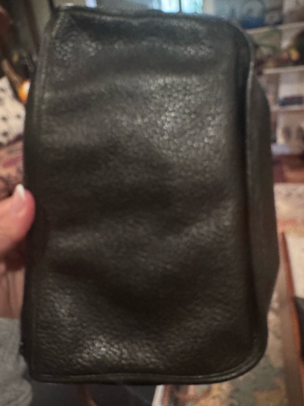 Vintage Christian Dior Black Leather Shoulder Bag with Tan Trim - Picture 4 of 6